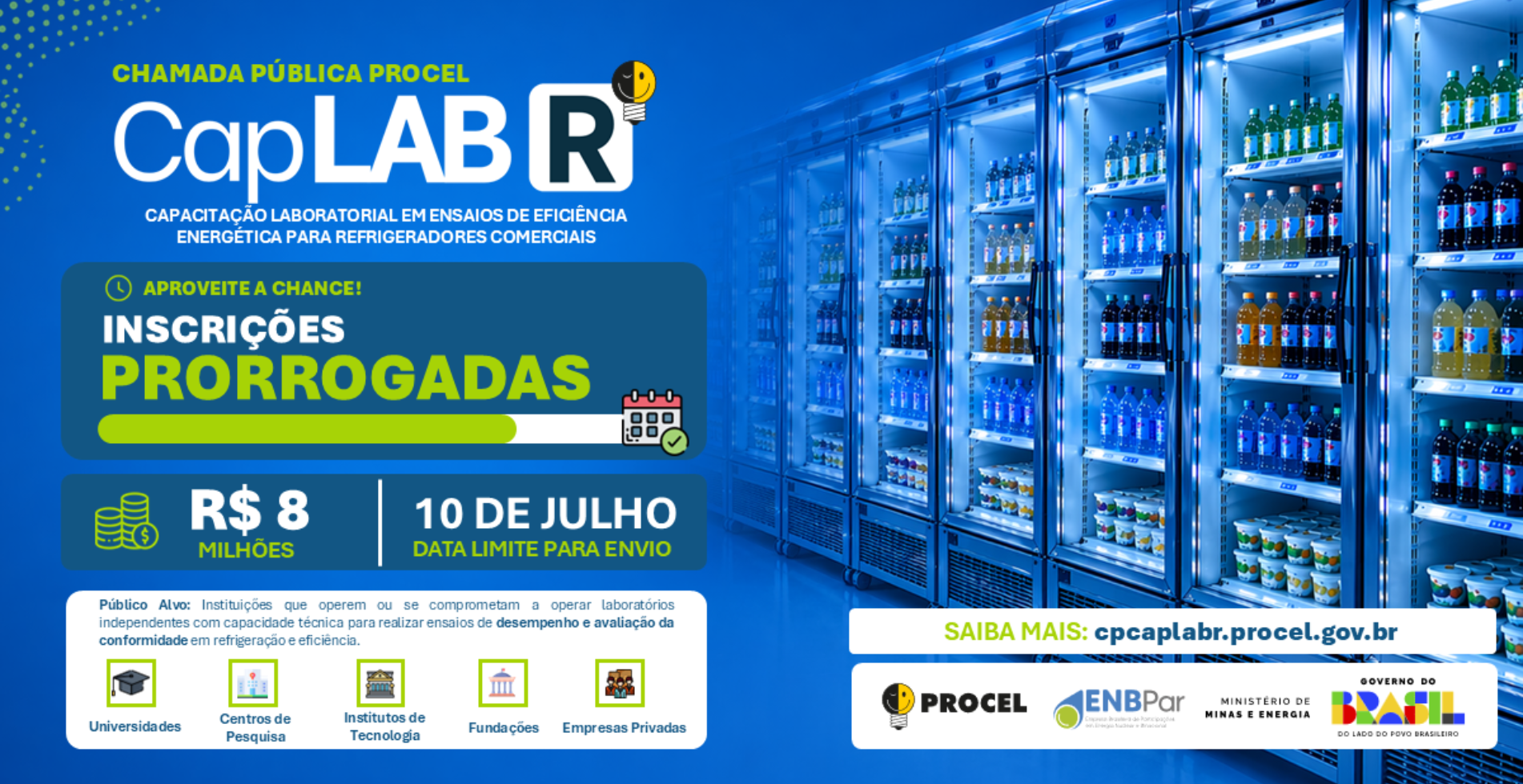 Leia mais sobre o artigo Procel prorroga Chamada Pública CapLab-R e amplia oportunidade para investimentos no parque laboratorial de ensaios de desempenho e eficiência energética